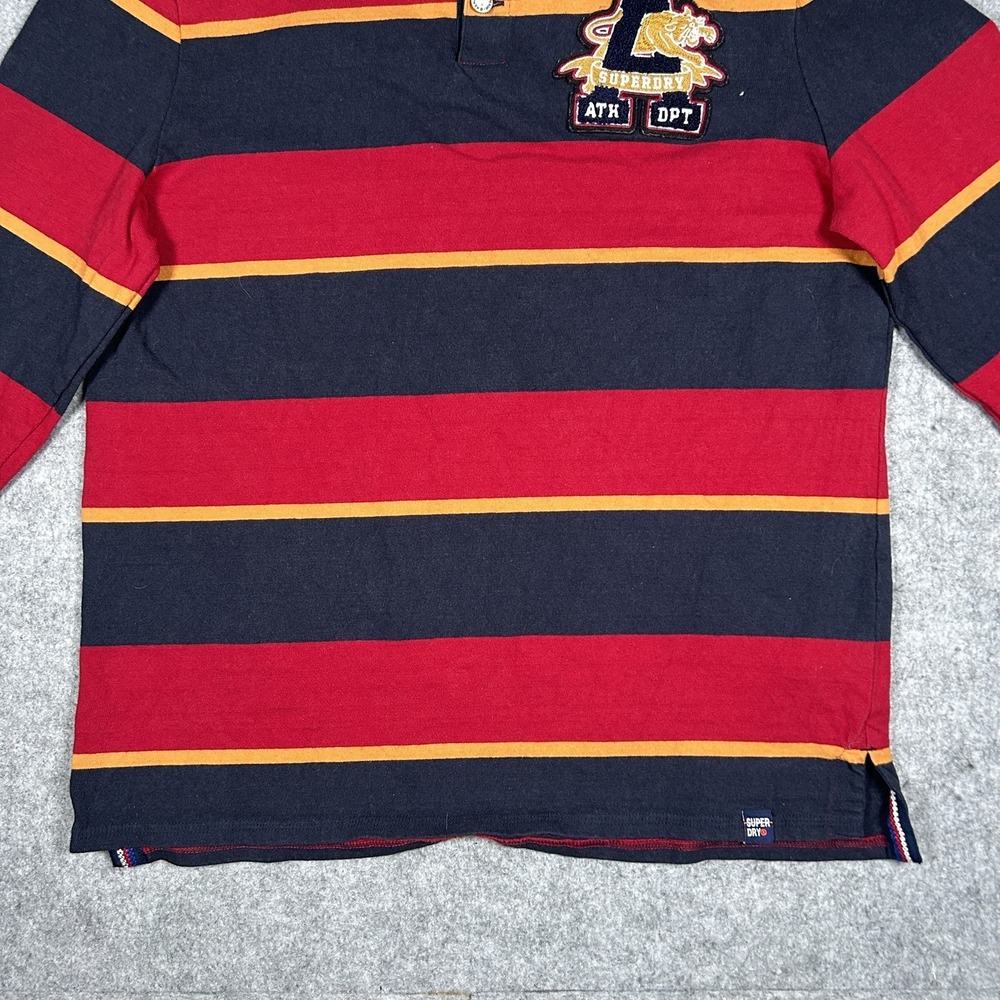 Superdry Rugby Shirt Men's Size Large Multicolour Striped Heavyweight Patch - Picture 9 of 15